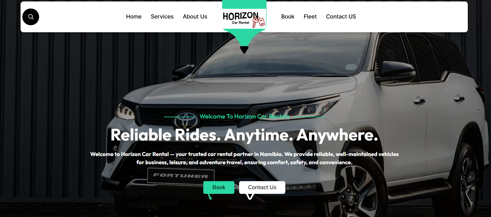 Horizon Car Rentals website